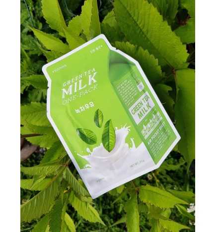 A'pieu - Milk One Pack - Green Tea Milk - Maseczka w Płacie do Twarzy z Ekstraktem Zielonej Herbaty - 21g