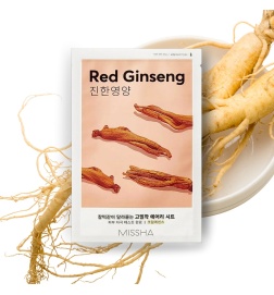 Missha - Airy Fit Sheet Mask - Red Ginseng - Odżywcza Maska w Płachcie  z Ekstraktem z Czerwonego Żeń-Szenia - 19g