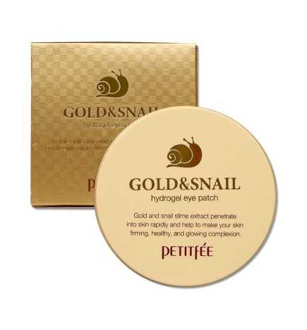 Petitfee - Gold & Snail Hydrogel Eye Patch - Hydrożelowe Płatki Pod Oczy z Ekstraktem ze Ślimaka - 60 sztuk