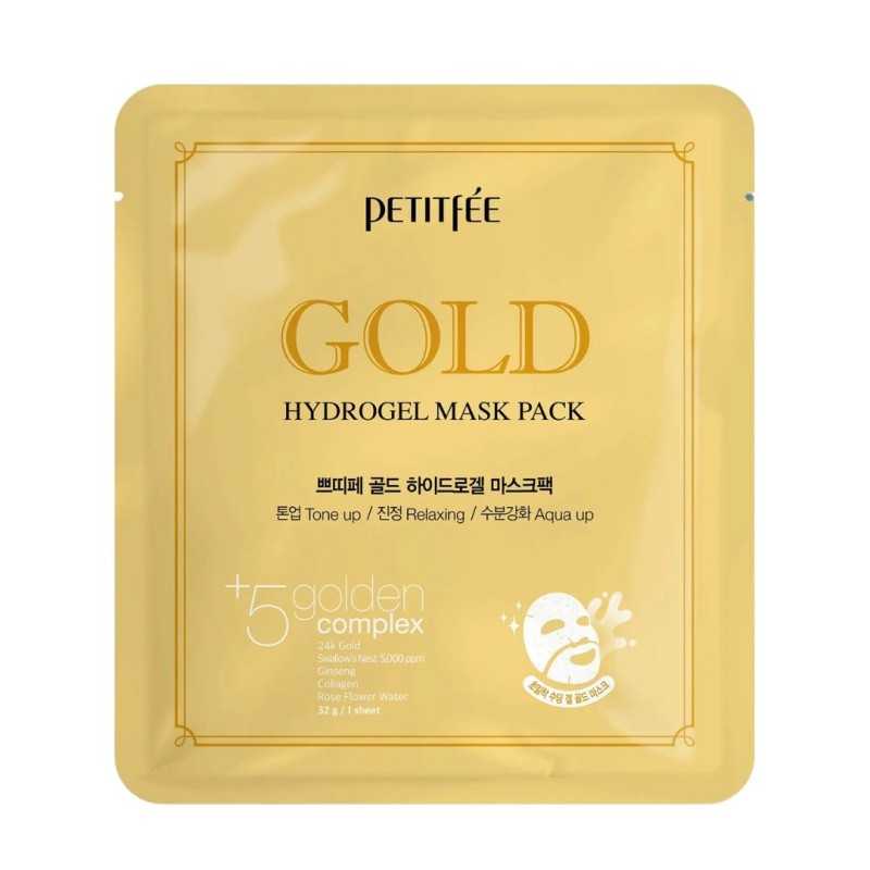 Petitfee - Gold Hydrogel Mask Pack - Hydrożelowa Maska w Płachcie ze Złotem i Ekstraktem z Żeń-Szenia - 32g