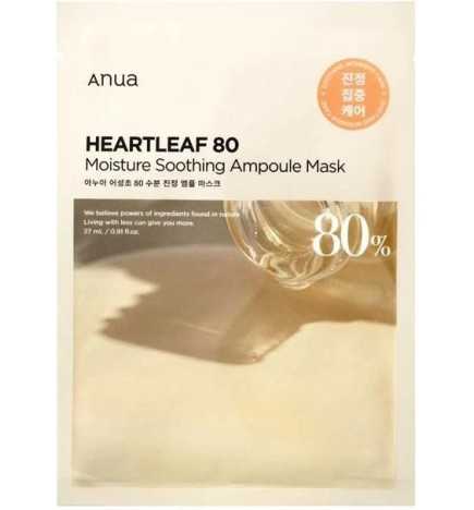 Anua - Heartleaf 80 Moisture Soothing Ampoule Mask - Kojąca Maska w Płachcie do Twarzy - 1szt