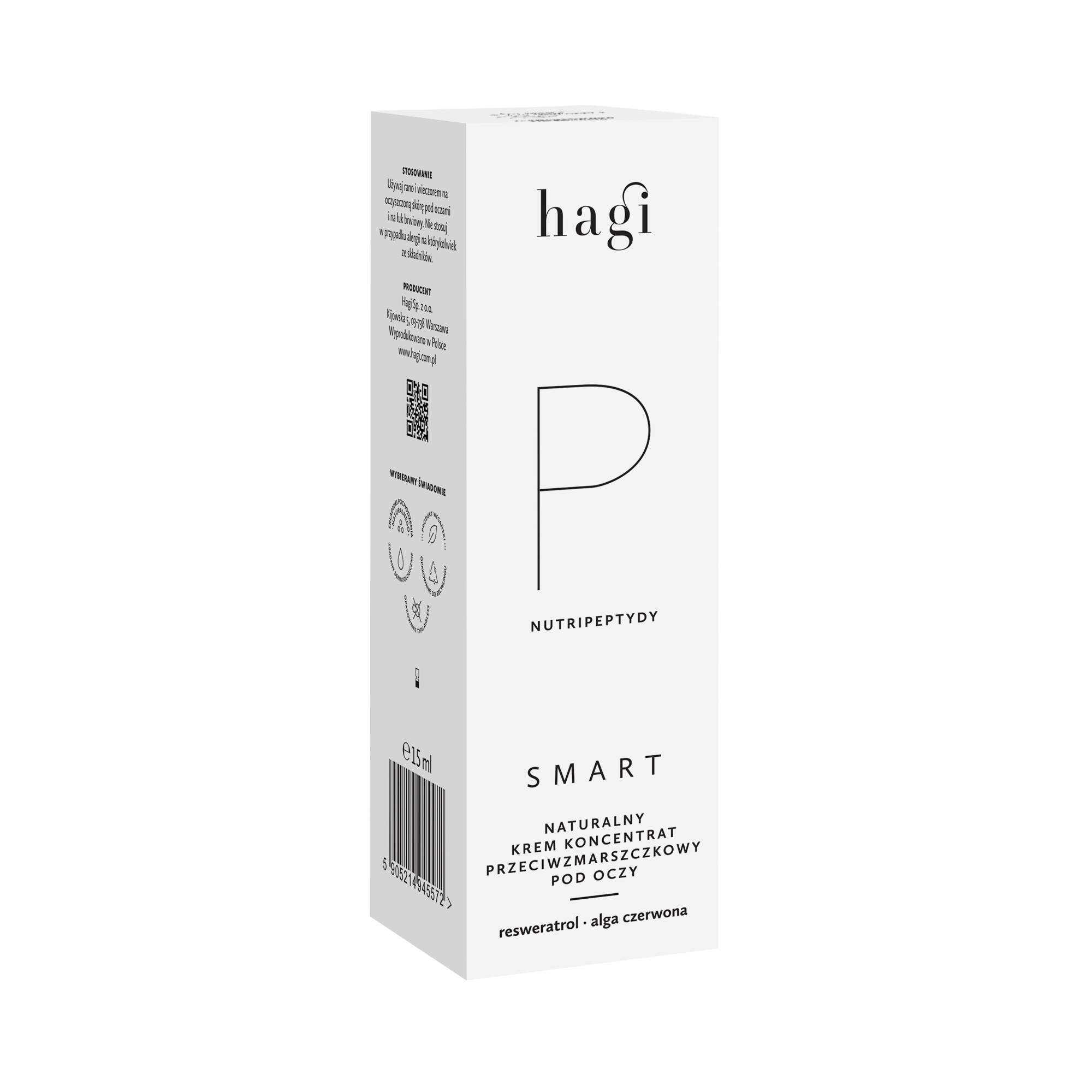 Hagi - Smart P - Naturalny Krem Przeciwzmarszczkowy Pod Oczy z Nutripeptydami - 15 ml